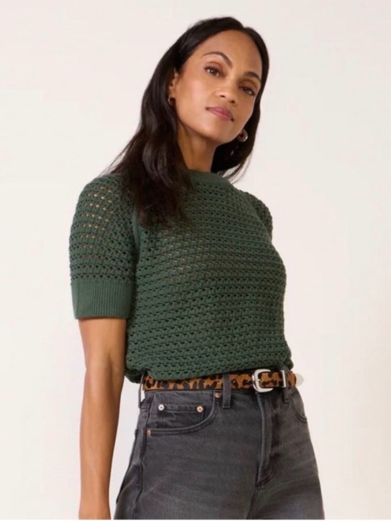 Varley Tops - Varley Alva Knit Pullover Short Sleeve in Cilantro Green Size XL